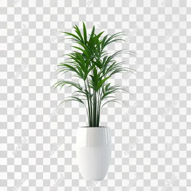 tall plant in minimalistic white vase, modern decor, isolated on white background, realistic 3d plant, 4k resolution 3d object