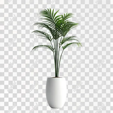 tall plant in minimalistic white vase, modern decor, isolated on white background, realistic 3d plant, 4k resolution 3d object