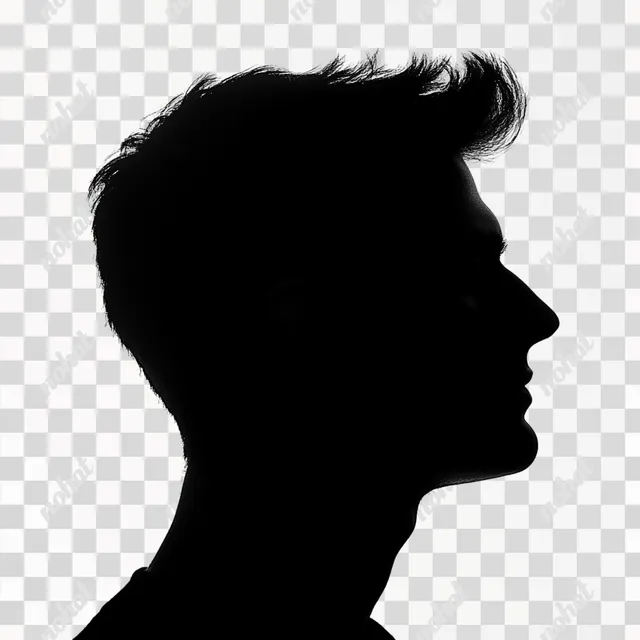 PNG Silhouette of a man's profile in black and white for home decor