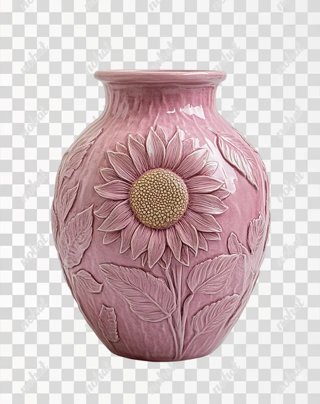PNG Dusty Rose Vase with Sunflower for Living Room Decor - 49:64 Aspect Ratio