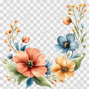 memorial sympathy watercolor flower frame vector illustration --s 250