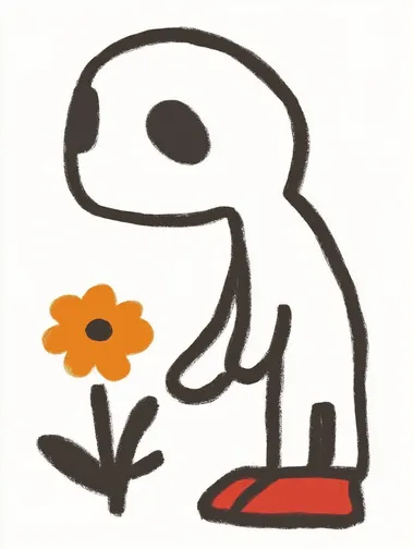 goofy dog with red heels and flower in hand, simple shapes   rofile czyz4p6