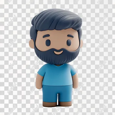 3D icon of a cute men customer, frontal, on a white background with an blue color scheme, in an isometric view, made of clay material, with studio lighting, rendered using Octane, in high resolution and high detail, with high quality