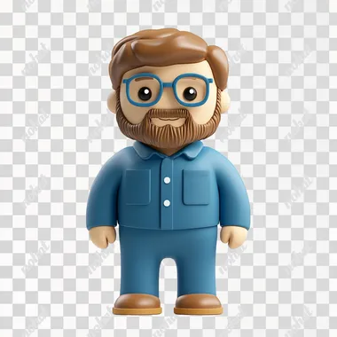 3D icon of a cute men customer, frontal, on a white background with an blue color scheme, in an isometric view, made of clay material, with studio lighting, rendered using Octane, in high resolution and high detail, with high quality