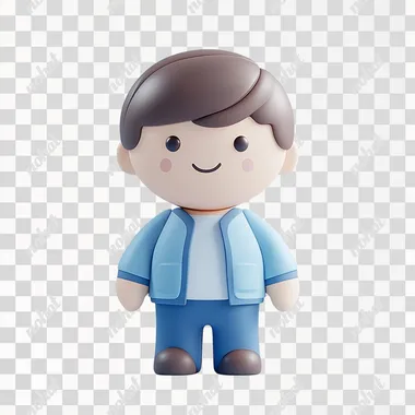 3D icon of a cute men customer, frontal, on a white background with an blue color scheme, in an isometric view, made of clay material, with studio lighting, rendered using Octane, in high resolution and high detail, with high quality