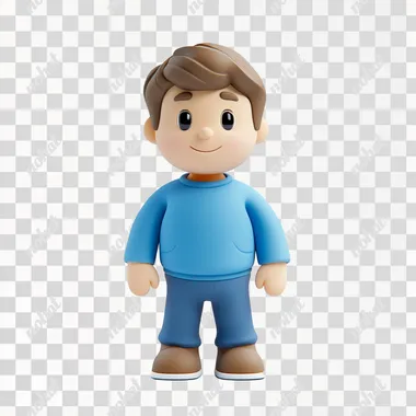 3D icon of a cute men customer, frontal, on a white background with an blue color scheme, in an isometric view, made of clay material, with studio lighting, rendered using Octane, in high resolution and high detail, with high quality