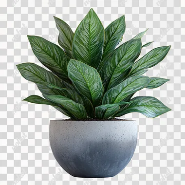 3d plant. Plant is in the pot. Front side. white background.