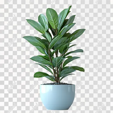 3d plant. Plant is in the pot. Front side. white background.