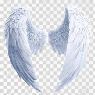 wide open angel wings, logo, white slightly less brighter, realistic