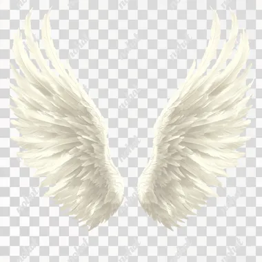 wide open angel wings, logo, white slightly less brighter, realistic