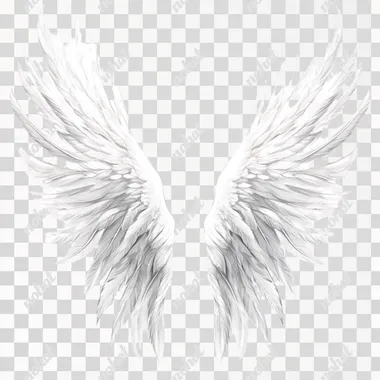 wide open angel wings, logo, white slightly less brighter, realistic