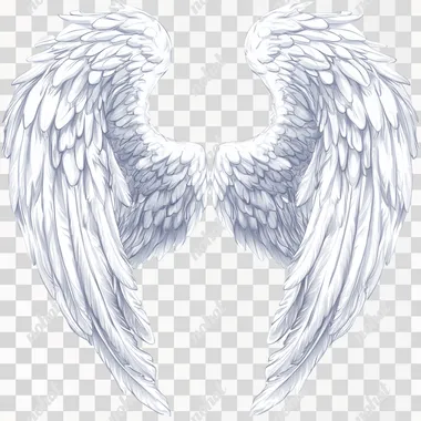wide open angel wings, logo, white slightly less brighter, realistic