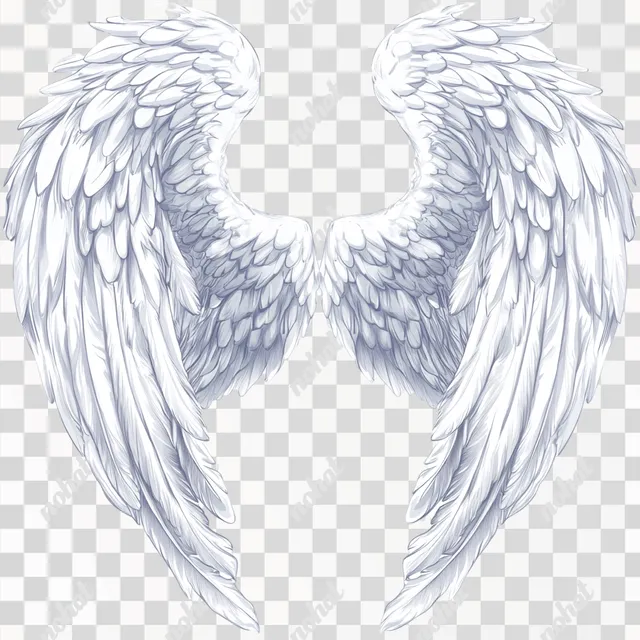 PNG Realistic White Angel Wings Logo for Spiritual and Religious Themes