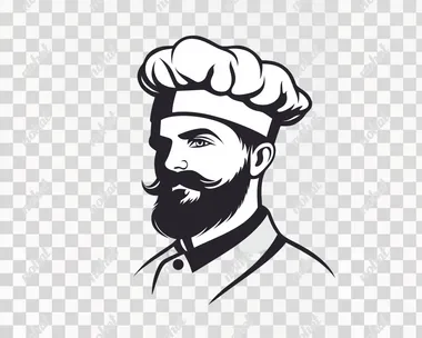Logo of a chef's hat, simple vector line art, clipart on a transparent background.