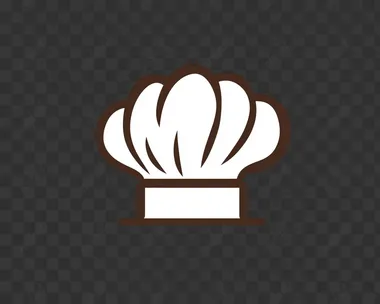 Logo of a chef's hat, simple vector line art, clipart on a transparent background.