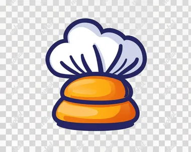 Logo of a chef's hat, simple vector line art, clipart on a transparent background.