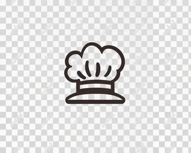 Logo of a chef's hat, simple vector line art, clipart on a transparent background.