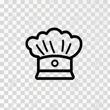 cute chef's hat , clear crisp thin outline SVG vector flat icon logo style illustration, minimalistic, black and white, clipart, white background
