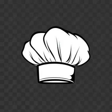 cute chef's hat , clear crisp thin outline SVG vector flat icon logo style illustration, minimalistic, black and white, clipart, white background