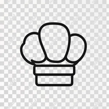 cute chef's hat , clear crisp thin outline SVG vector flat icon logo style illustration, minimalistic, black and white, clipart, white background