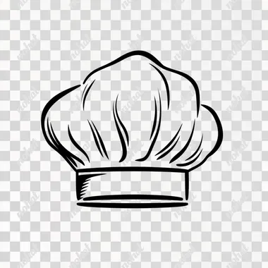 cute chef's hat , clear crisp thin outline SVG vector flat icon logo style illustration, minimalistic, black and white, clipart, white background