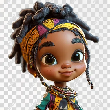 un personnage de jeu video style NFT humoristique et caricatural. un petit africain