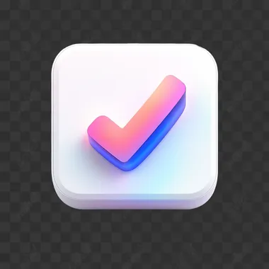 A validation icon with a checkmark inside, white background