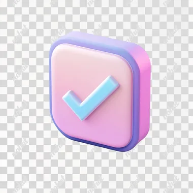 A validation icon with a checkmark inside, white background