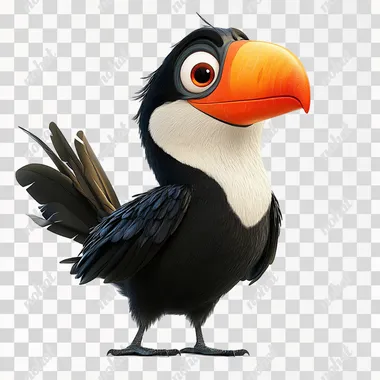 joyful tucan , pixar style, photorealistic, isolated on white