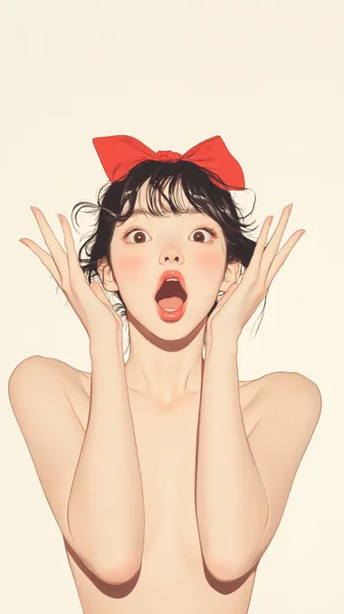 A woman with an expression of surprise. Her eyes are wide open, eyebrows raised high, and her mouth slightly open in an "O" shape. Her facial features are highlighted by the bright light, emphasizing the genuine shock and astonishment in her expression. Her hair frames her face perfectly, adding to the dramatic effect of her surprised look. The overall image captures a moment of pure, unexpected emotion, anime art style, illustration, high quality, high resolution, colorful, clean lines, high details, ultra detailed, sharp focus    e1sm8t7
