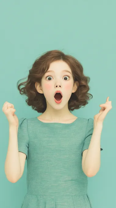 A woman with an expression of surprise. Her eyes are wide open, eyebrows raised high, and her mouth slightly open in an "O" shape. Her facial features are highlighted by the bright light, emphasizing the genuine shock and astonishment in her expression. Her hair frames her face perfectly, adding to the dramatic effect of her surprised look. The overall image captures a moment of pure, unexpected emotion, anime art style, illustration, high quality, high resolution, colorful, clean lines, high details, ultra detailed, sharp focus    e1sm8t7