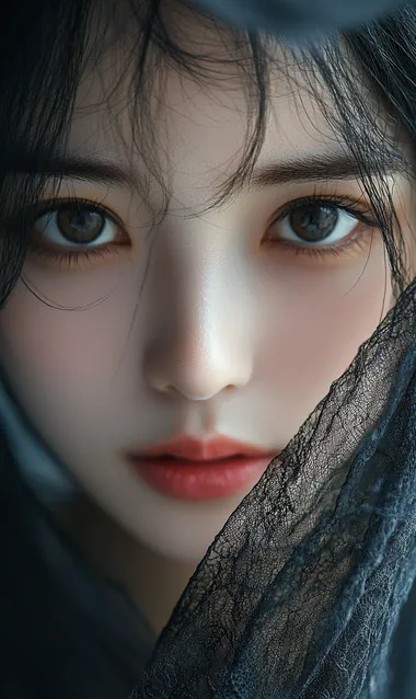 a chinese young woman posing for a photo, without make-up, in the style of light gray and dark black, speaking to the camera, canon eos 5d mark iv, goosepunk, wimmelbilder, close up,   --s 250