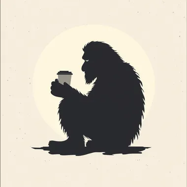Bigfoot drinking coffee relaxing illustration minimalist illustration