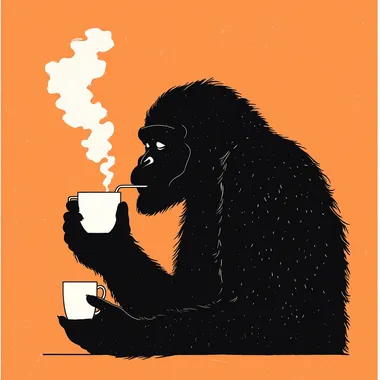 Bigfoot drinking coffee relaxing illustration minimalist illustration