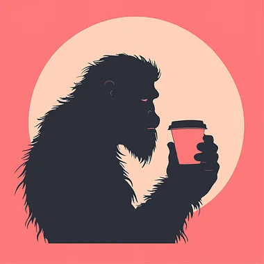 Bigfoot drinking coffee relaxing illustration minimalist illustration