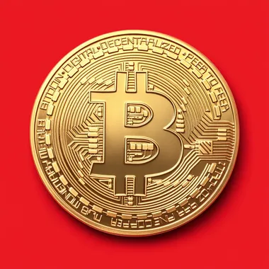 bitcoin gold coin on red background