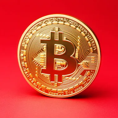 bitcoin gold coin on red background