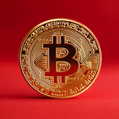 bitcoin gold coin on red background