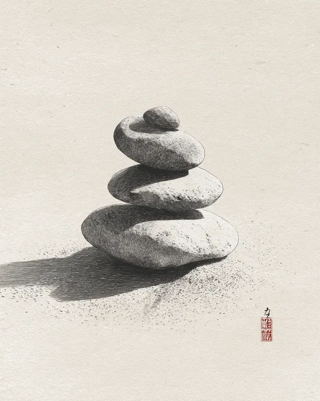 Serenity in Balance: Japandi Zen Stacked Stones