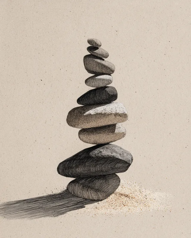 Zen Balance of Stacked Stones in Japandi Style