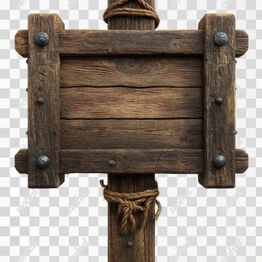 a simple blank wooden medieval road sign. The sign is square. Frontal view. Ultra realistic. White background   mnt53jp