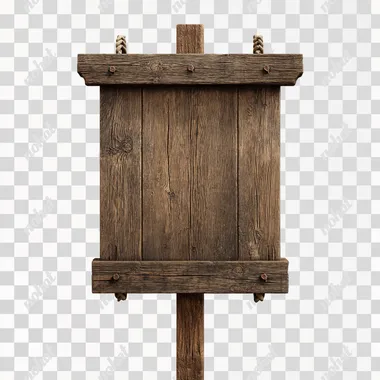 a simple blank wooden medieval road sign. The sign is square. Frontal view. Ultra realistic. White background   mnt53jp