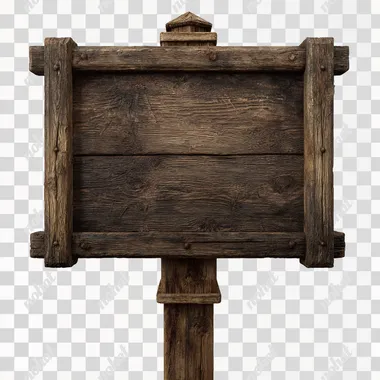 a simple blank wooden medieval road sign. The sign is square. Frontal view. Ultra realistic. White background   mnt53jp