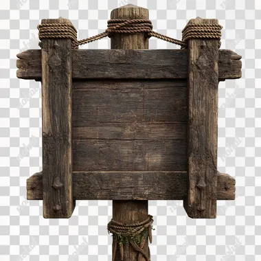 a simple blank wooden medieval road sign. The sign is square. Frontal view. Ultra realistic. White background   mnt53jp