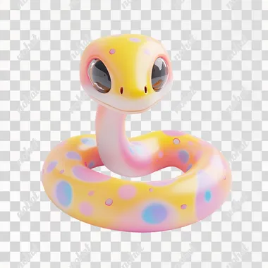 3D rendered, in the style of blender, cute snake graphic icon, white background with a 3D isometric view render in C4D using soft studio lighting at a high resolution and simple design, in the style of blender,
