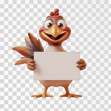 cartoon of a happy turkey holding a blank sign