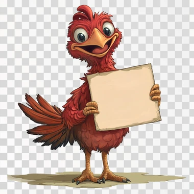 cartoon of a happy turkey holding a blank sign