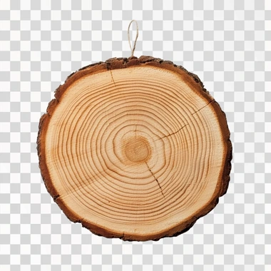 a frontal view of a wooden slice ornaments with no decoration for christmas on a white background