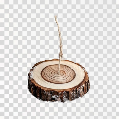 a frontal view of a wooden slice ornaments with no decoration for christmas on a white background