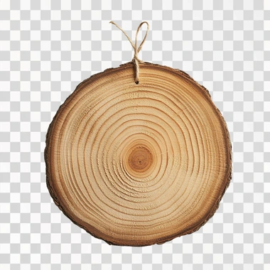 a frontal view of a wooden slice ornaments with no decoration for christmas on a white background
